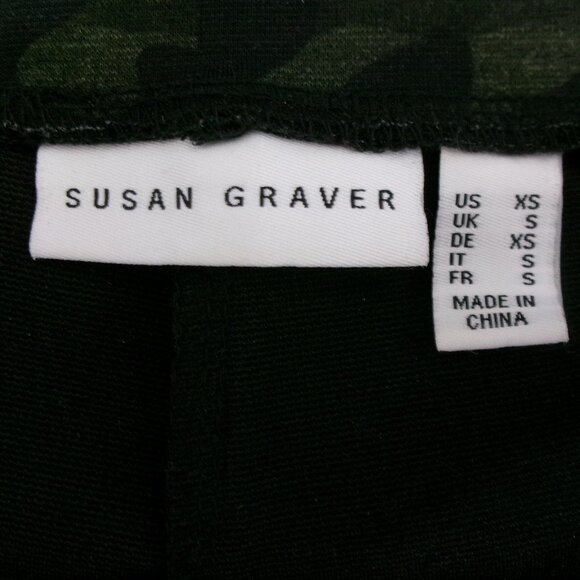 Like New Susan Graver S XS Stretch Ponte Camo Print Pull On Pants Pockets - Picture 6 of 8